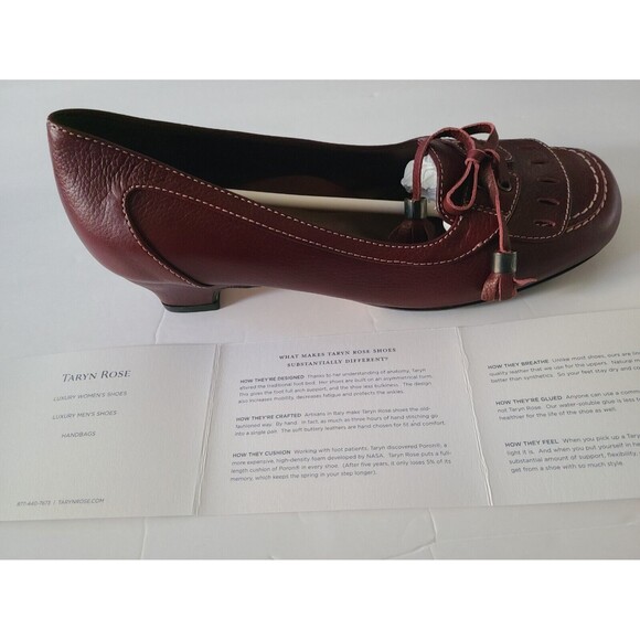 NWT Taryn Rose Italy Womens Luxury Leather Low-Heel Shoes Red Tassels US 5/EU 35 - Picture 5 of 10